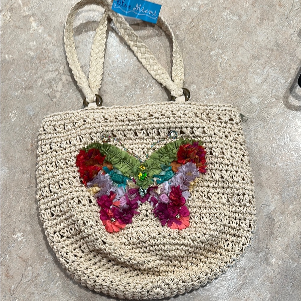 Charming Cream and Other Vibrant Colors~Shoulder Bag with Butterfly Design NWT